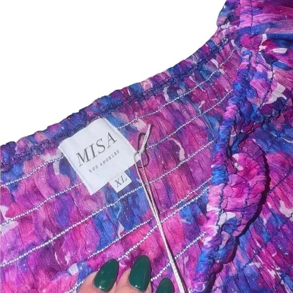 NWT women’s MISA X REVOLVE pink & blue watercolor MINIKLEID NOURA mini dress - Picture 6 of 9